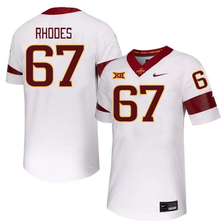 Men #67 Carson Rhodes Iowa State Cyclones College Football Jerseys Stitched-White